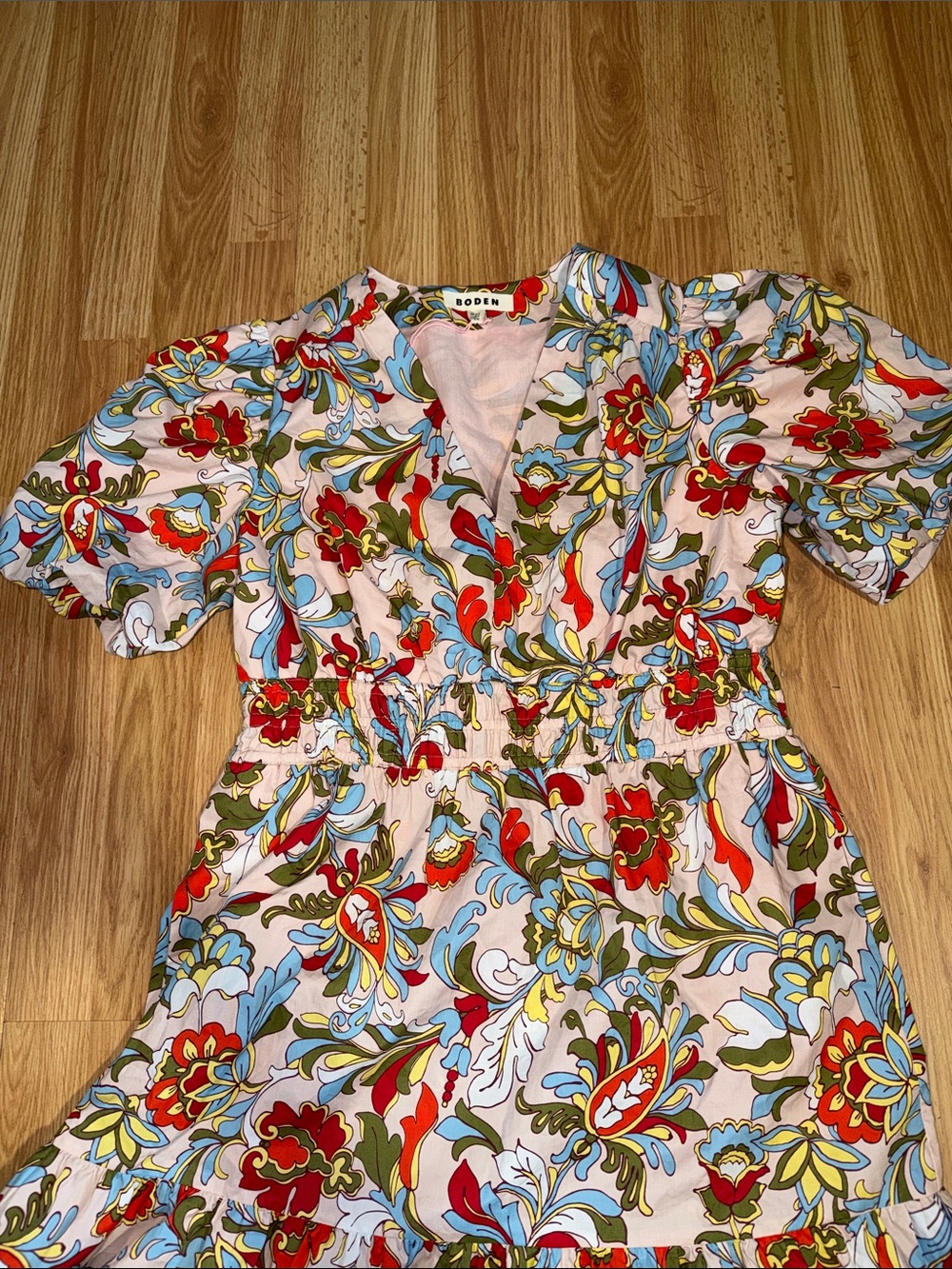 New Boden Irene Puff Sleeve Cotton Dress Size 12 - Picture 8 of 9